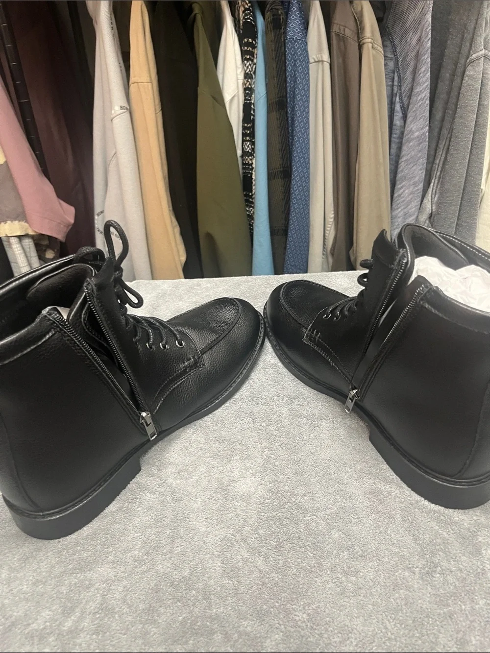 Aldo Black Leather Lace-Up Ankle Boots